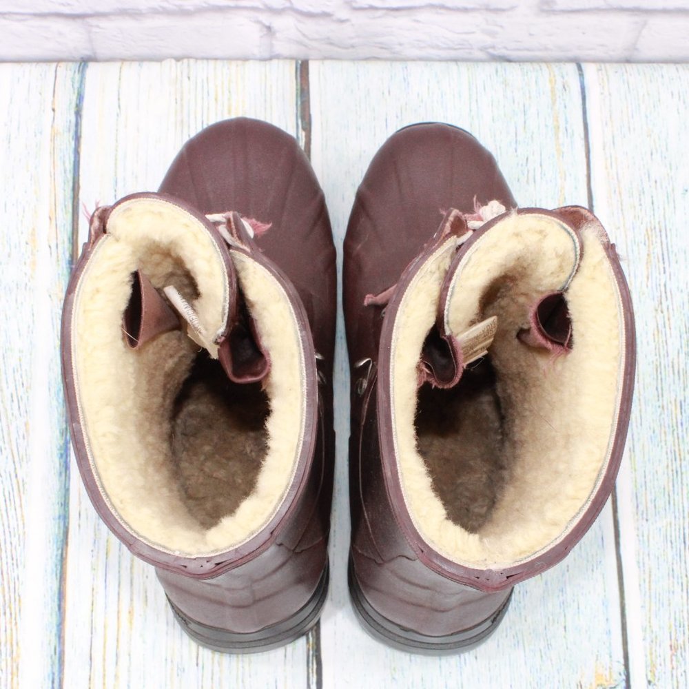 *Hunter Maroon Vibram Sole Shearling Insulated Rubber Rain Boots Size 10 Inches - Picture 8 of 9
